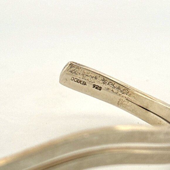 Taxco Sterling Silver Wavy Modernist Cuff Bracelet Signed Mexico, Vintage Estate - Picture 5 of 8